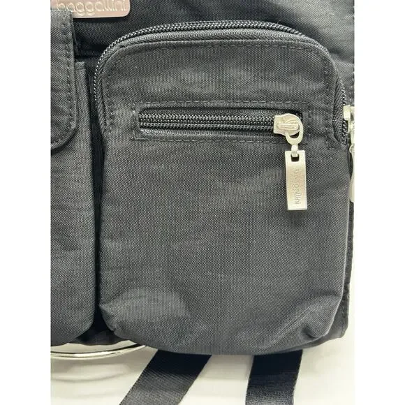 Baggallini Crossbody Bag Adjustable Strap Travel Work Nylon Black Purse - Picture 2 of 13